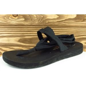 Skechers Size 7 M Black Strappy‎ Fabric Women Sandal Shoes